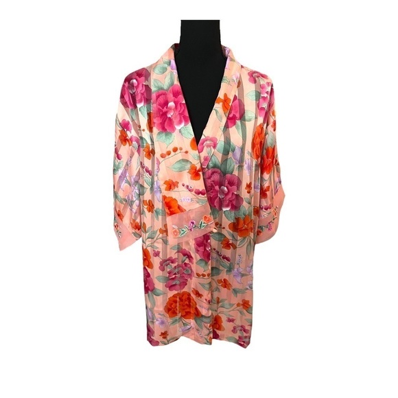 Vintage VS Embroidered Floral Chiffon Kimono M - Picture 1 of 12